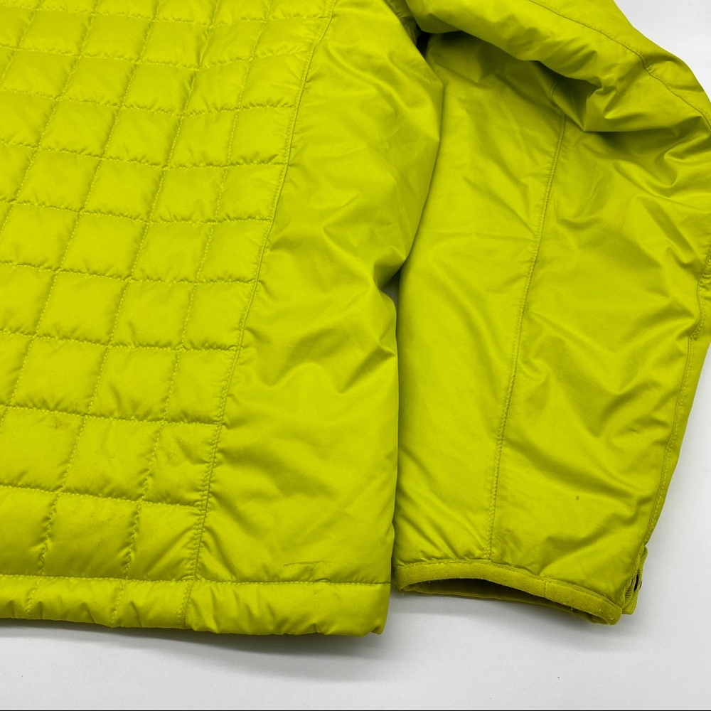 THE NORTH FACE MENS LIME GREEN DOWN PUFFER JACKET INSULATED THERMO ZIP MEDIUM - Picture 4 of 8